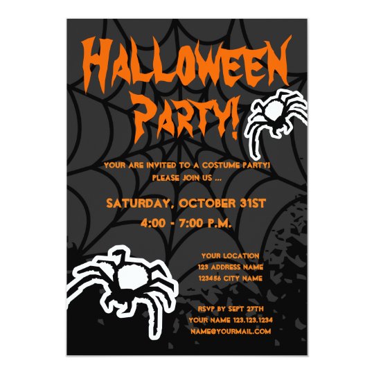 halloween costume party invitations with spiderweb zazzle com