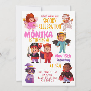 Halloween Costume party Kids Birthday Invitation 