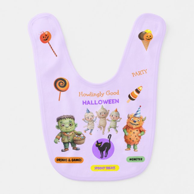 Halloween Costume Party Monsters spooky fun Dance Baby Bib (Front)