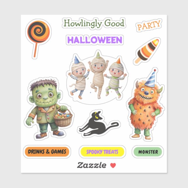 Halloween Costume Party Monsters spooky fun Dance Sticker (Sheet)