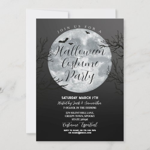 Halloween Costume Party Moon Creepy Invitation
