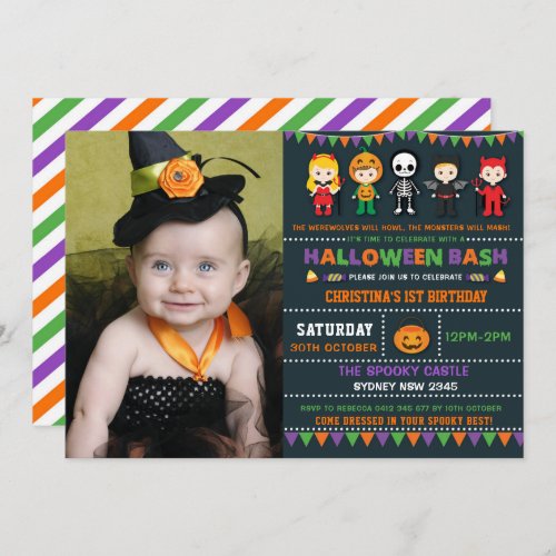 Halloween Costume Party Spooky Kids Birthday Party Invitation