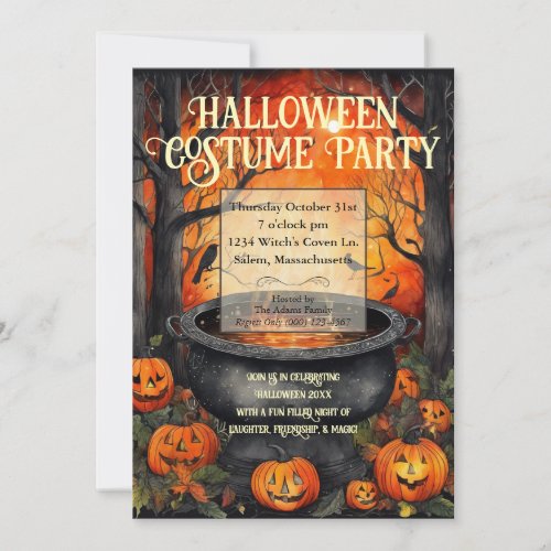 Halloween Costume Party Watercolor  Invitation