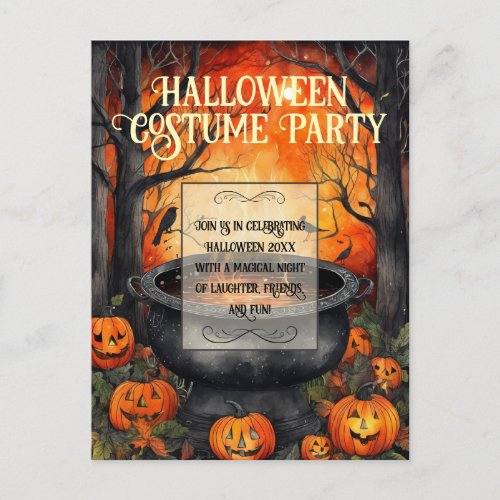 Halloween Costume Party Watercolor  Invitation Postcard