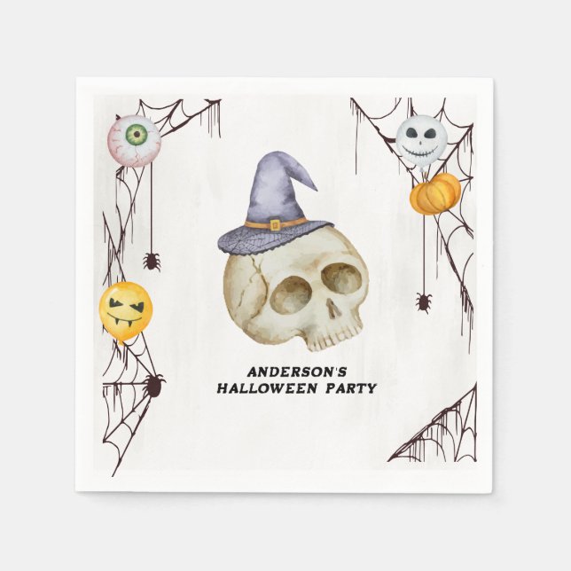 Halloween Costume Party Watercolor Napkins (Front)