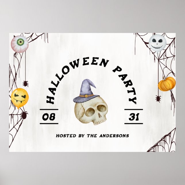 Halloween Costume Party Watercolor Poster (Front)