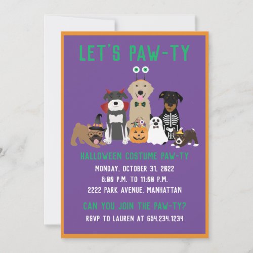 Halloween Costume Pawty Dogs Black Cat Invitation