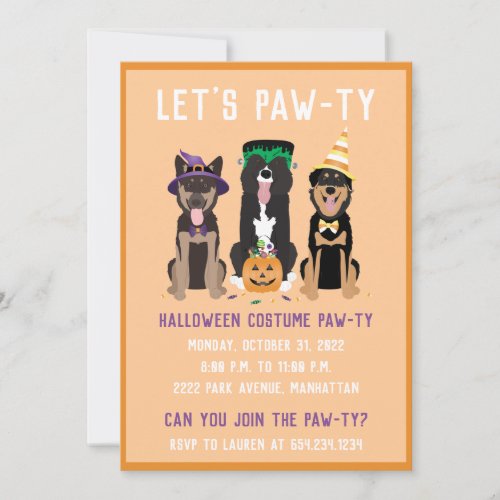 Halloween Costume Pawty Dogs Invitation