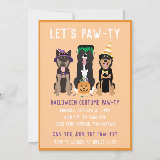 Halloween Costume Pawty Dogs Invitation | Zazzle