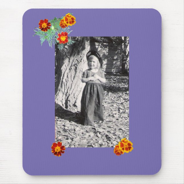 Halloween Costume Photo Marigolds Purple Mousepad (Front)