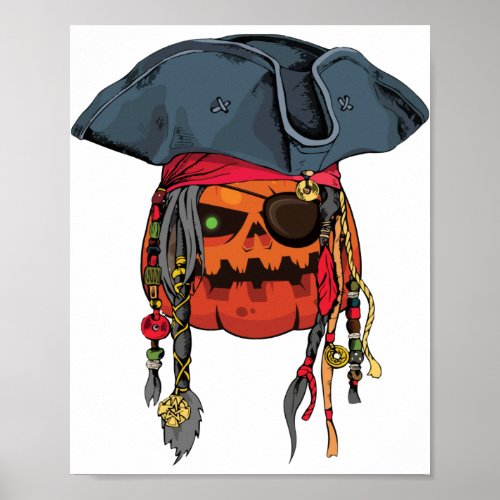 Halloween Costume Pumpkin Pirate Poster