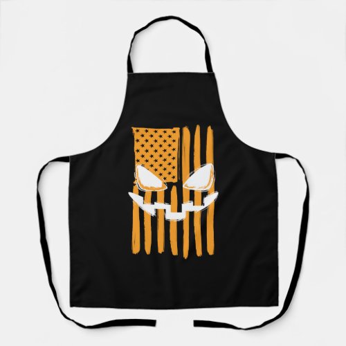 Halloween Costume Pumpkin Spirit USA American Flag Apron