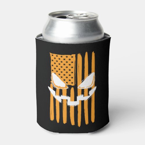 Halloween Costume Pumpkin Spirit USA American Flag Can Cooler