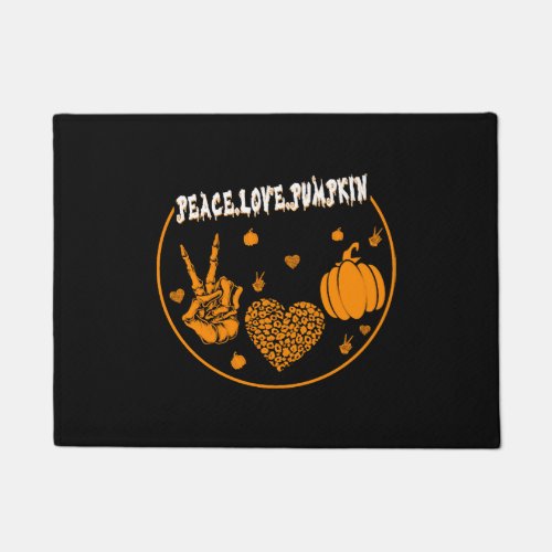 Halloween Costume Shirt Peace Love Pumpkins Doormat