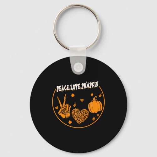 Halloween Costume Shirt Peace Love Pumpkins Keychain