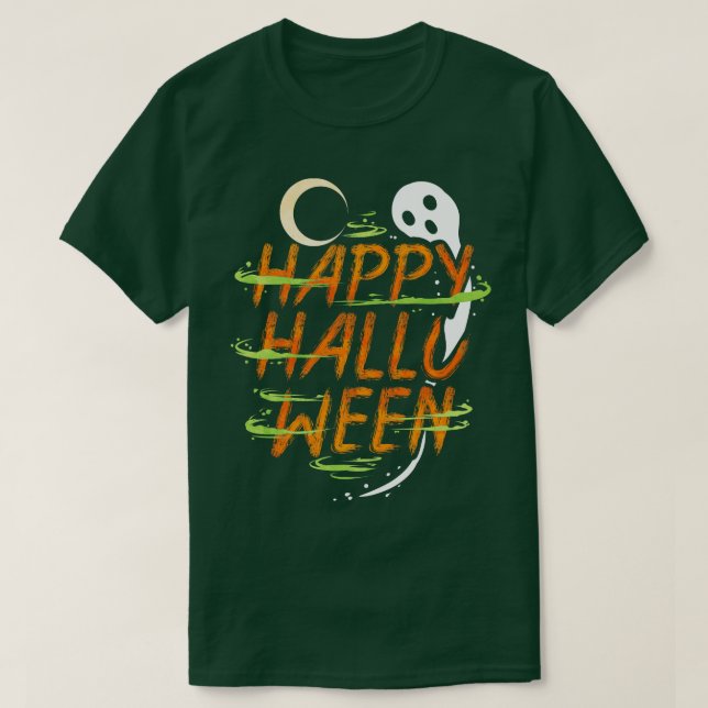 Halloween Costume Spirit Ghost Moon Wishes Happy H T-Shirt (Design Front)