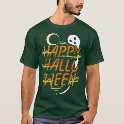 Halloween Costume Spirit Ghost Moon Wishes Happy H T_Shirt