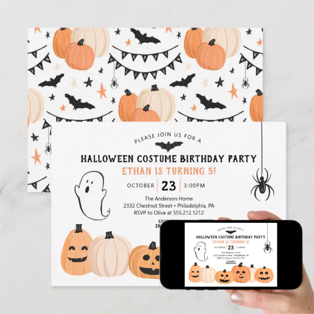 Halloween Costume Spooky Birthday Party Invitation | Zazzle