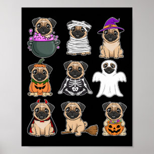 Halloween Costume Spooky Ghost Pumpkin Pug Hallowe Poster