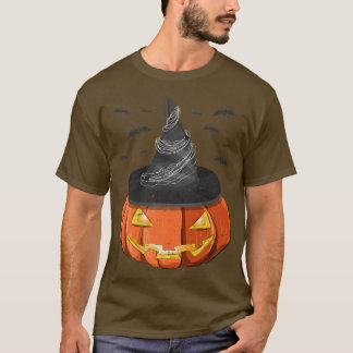 Halloween Costume Spooky Jack O Lantern Witch Hat T-Shirt