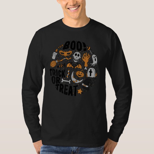 Halloween Costume Trick Or Treat Witchy Skull Cott T-Shirt (Front)