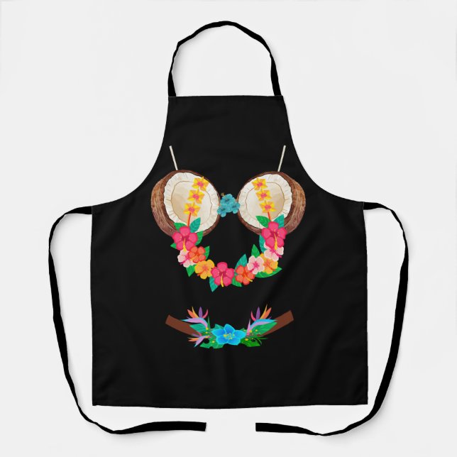 Halloween Costume Tropical Coconut Bra Flowers Lei Apron (Front)
