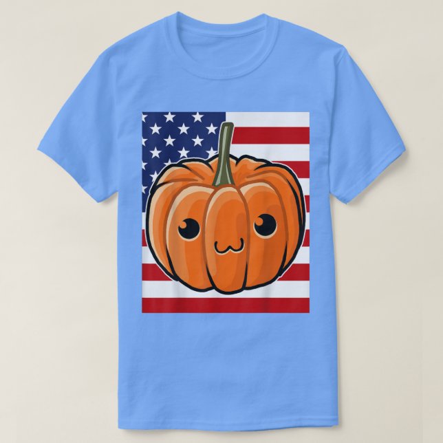 Halloween Costume Usa Flag Kawaii Pumpkin Face 345 T-Shirt (Design Front)