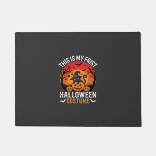 Halloween Costume Witch Cat and Pumpkin Vector Des Doormat