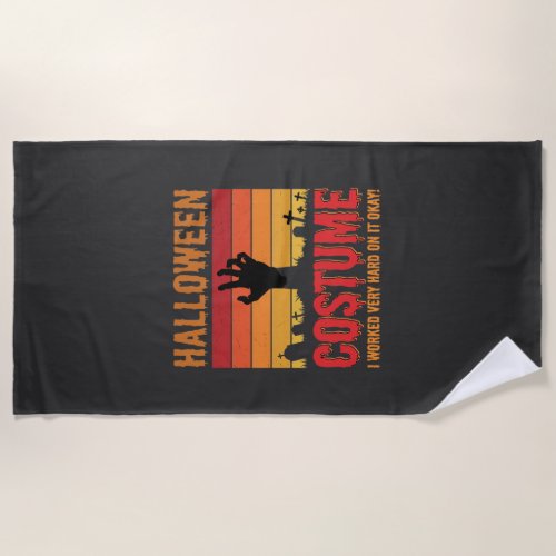 Halloween Costume Zombie Graveyard Retro Horror De Beach Towel