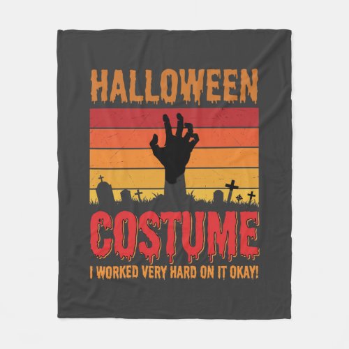 Halloween Costume Zombie Graveyard Retro Horror De Fleece Blanket