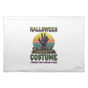 Halloween Costume Zombie Hand Graveyard Tombstones Cloth Placemat