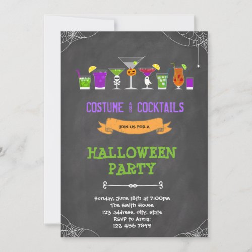 Halloween Costumes and cocktails invitation