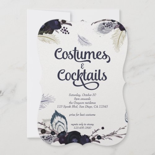 Halloween Costumes and Cocktails Masquerade Bash Invitation
