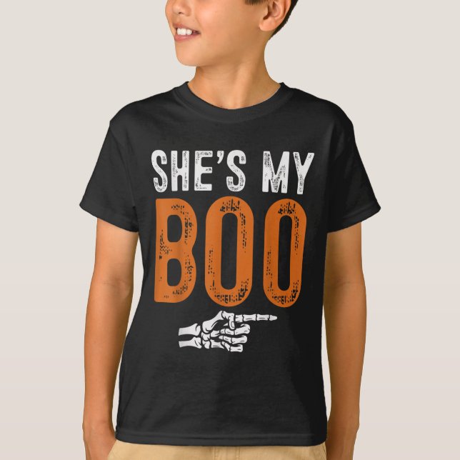 Halloween Costumes Shes My Boo Couple Matching Par T-Shirt (Front)