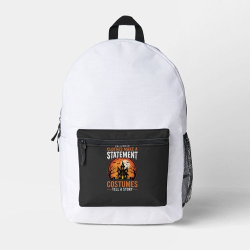 Halloween Costumes Tell a Story Haunted House Desi Printed Backpack