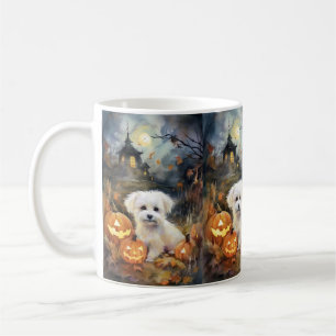 Halloween Coton De Tulear With Pumpkins Scary Coffee Mug