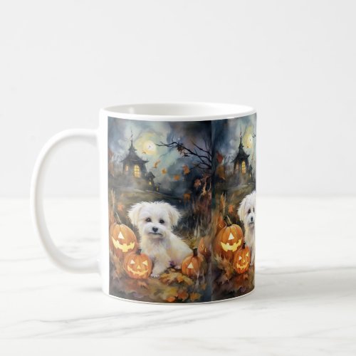 Halloween Coton De Tulear With Pumpkins Scary Coffee Mug