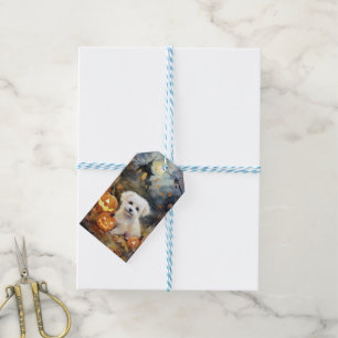 Halloween Coton De Tulear With Pumpkins Scary Gift Tags