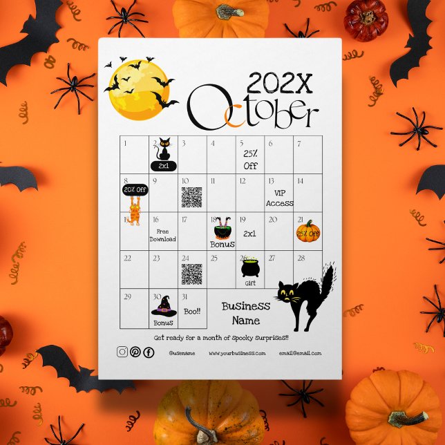 Halloween Countdown Advent Calendar Cute Icons Flyer (Halloween Countdown Advent Calendar Cute Icons promotional Qr Code business logo)