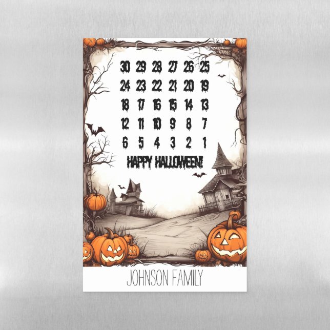Halloween Countdown calendar reusable Magnetic Dry Erase Sheet (Vertical)