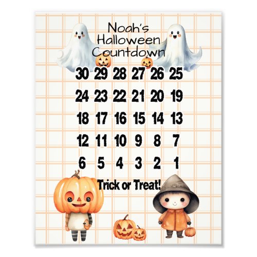 Halloween Countdown calendar reusable Photo Print