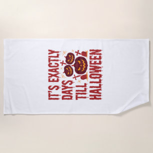 Halloween Countdown Pumpkins Graveyard Horror Typo Beach Towel