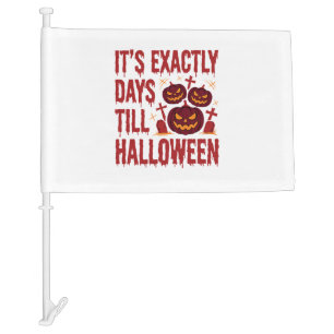 Halloween Countdown Pumpkins Graveyard Horror Typo Car Flag