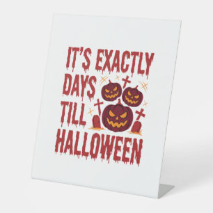 Halloween Countdown Pumpkins Graveyard Horror Typo Pedestal Sign