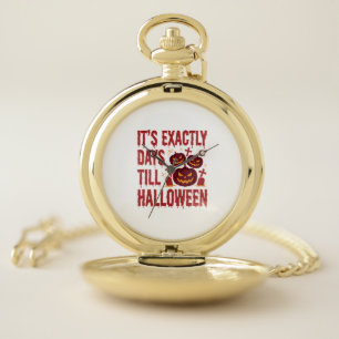 Halloween Countdown Pumpkins Graveyard Horror Typo Pocket Watch