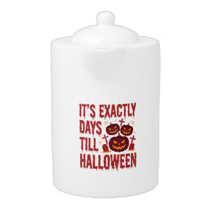 Halloween Countdown Pumpkins Graveyard Horror Typo Teapot