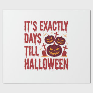 Halloween Countdown Pumpkins Graveyard Horror Typo Wrapping Paper