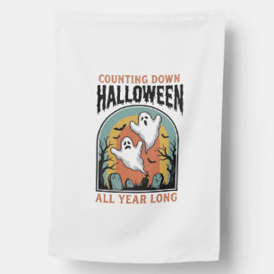 Halloween Countdown Shirt Vintage Graveyard Graphi House Flag