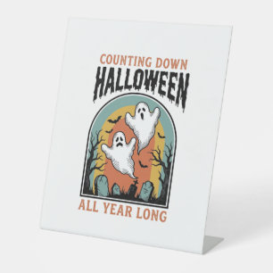 Halloween Countdown Shirt Vintage Graveyard Graphi Pedestal Sign