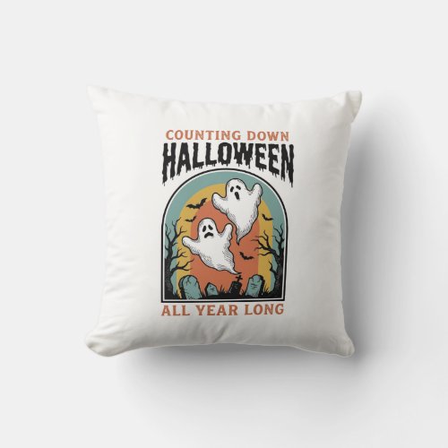 Halloween Countdown Shirt Vintage Graveyard Graphi Throw Pillow